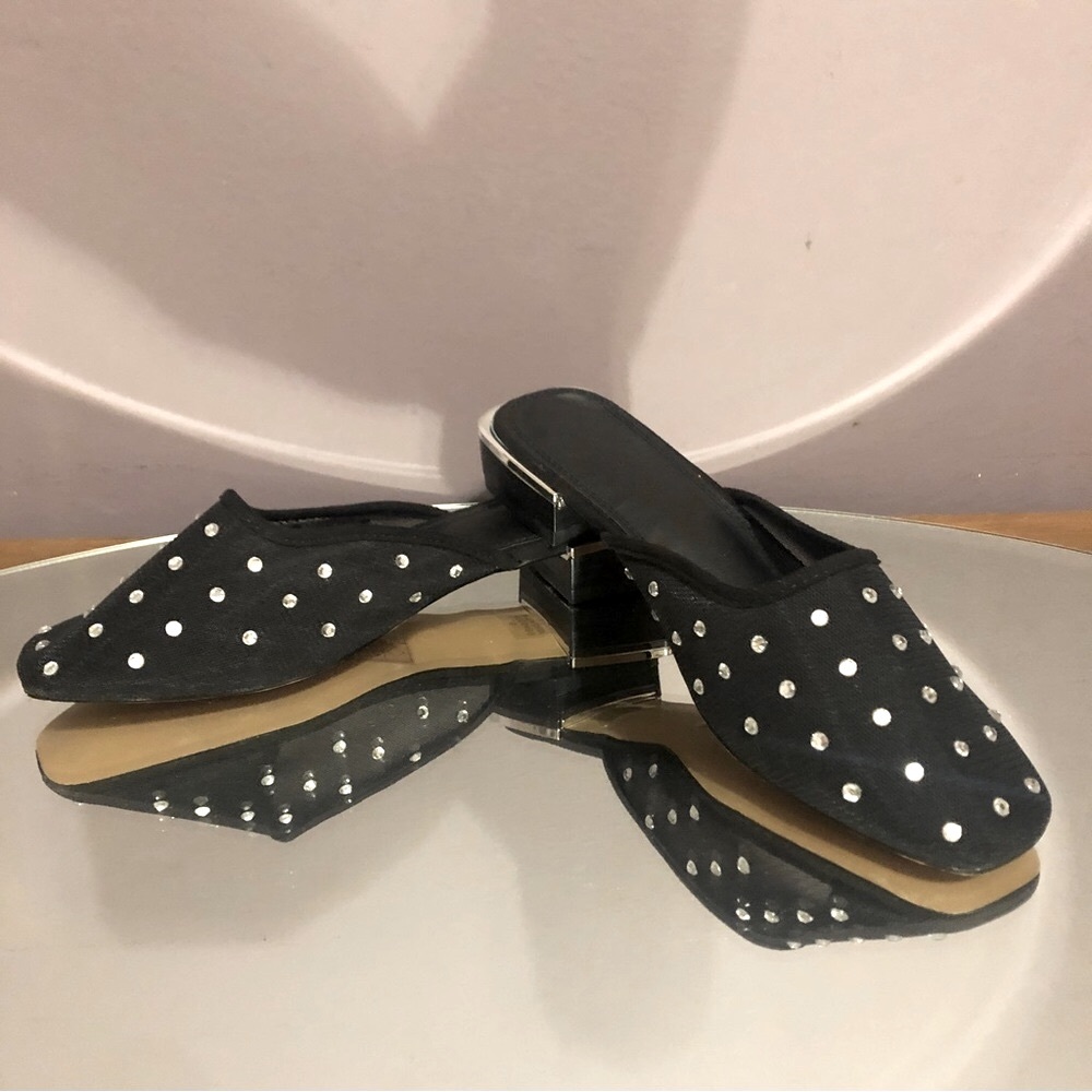 Mesh flats slides ASOS mules new Mesh mules Black rhinestones encrusted fit 8